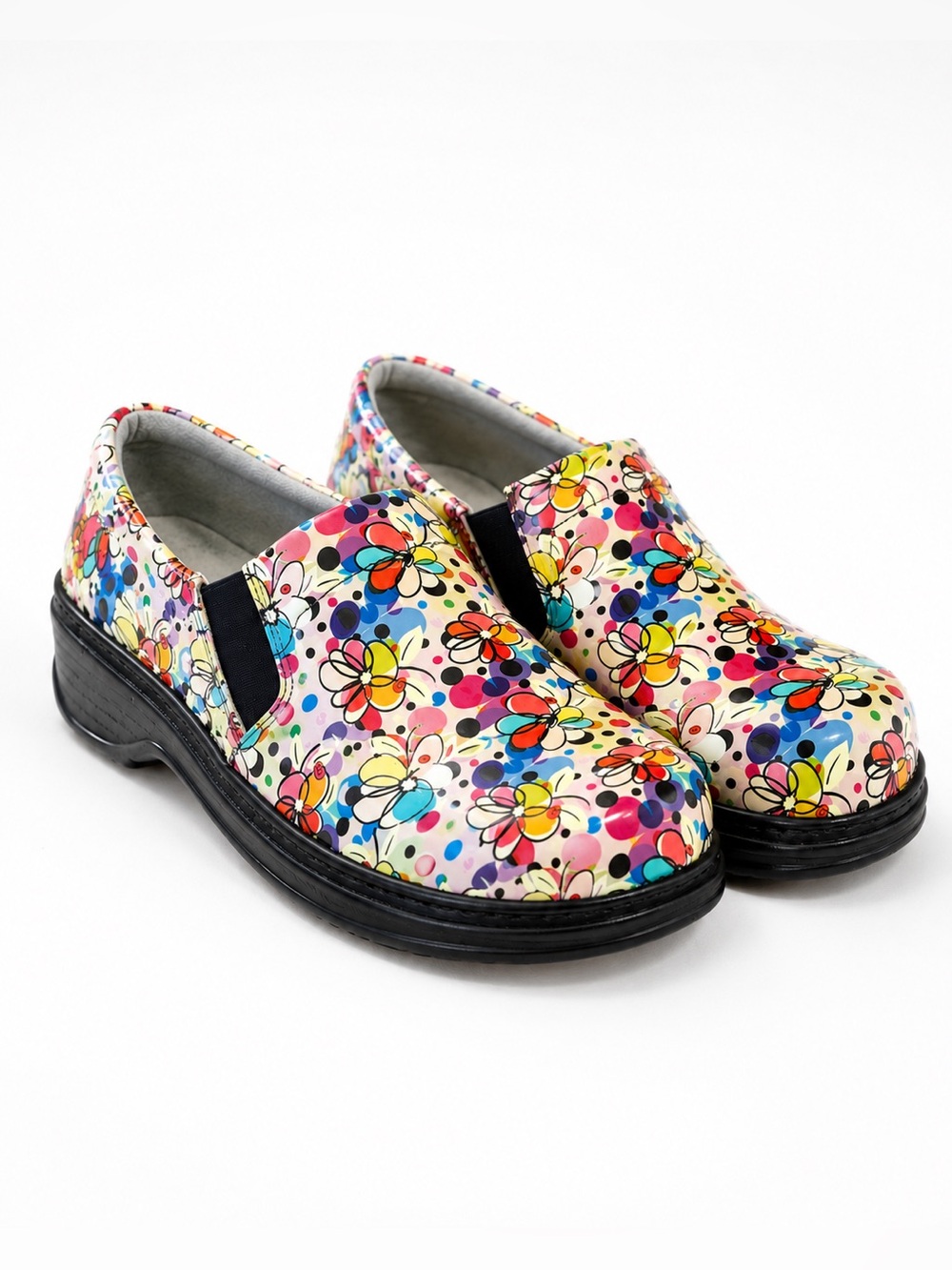 Klogs Naples Floral Nursing Clogs Leather Slip Resistant Shoes Women’s 11M